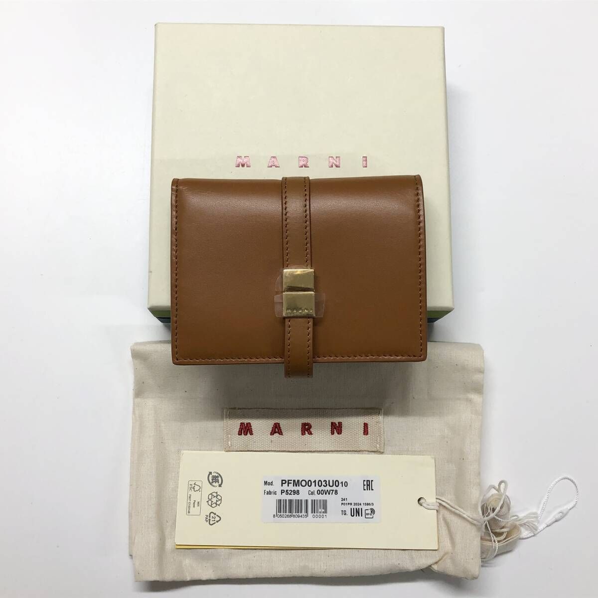 新品 未使用 マルニ プリズマ レザー ビルフォールドウォレット 二 