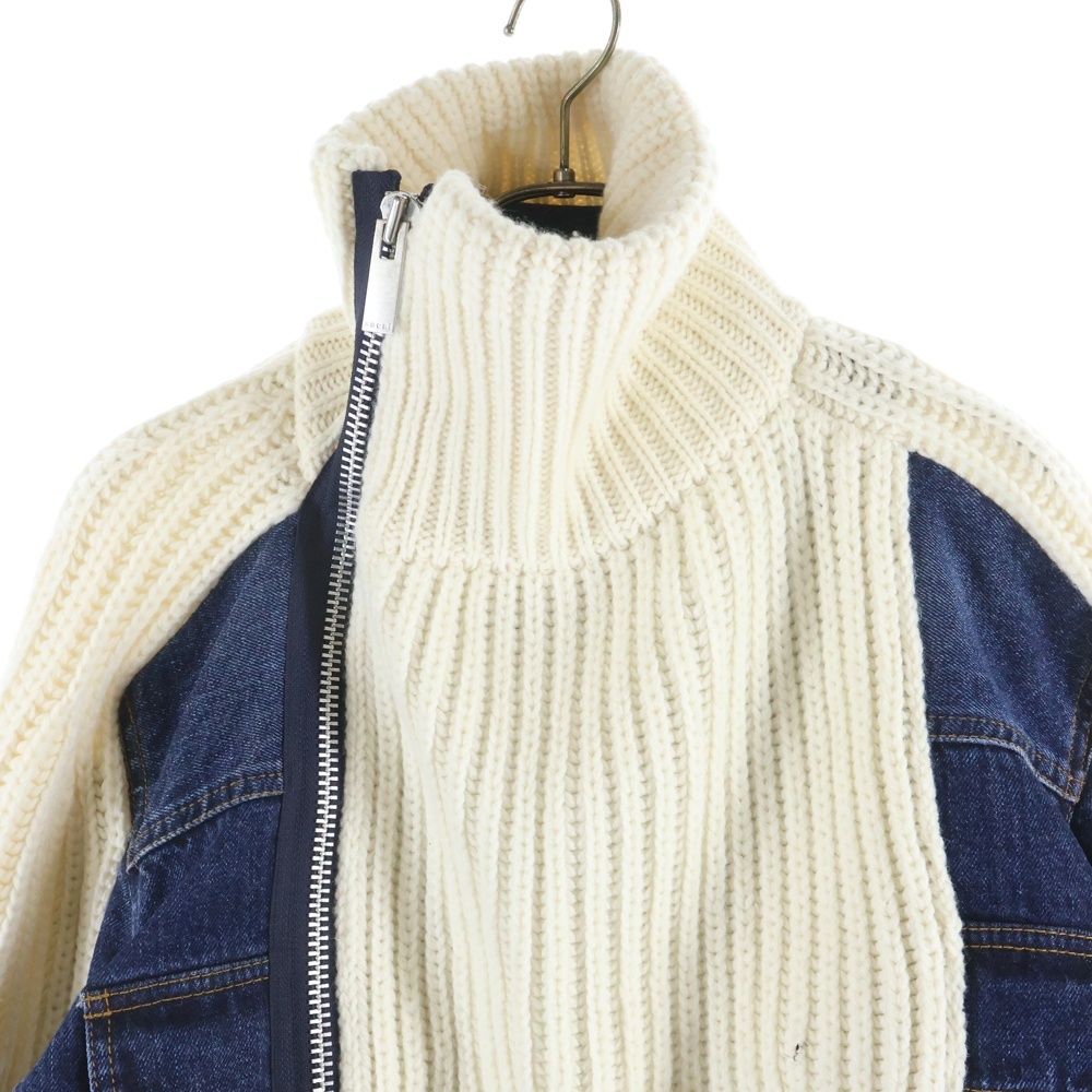 sacai / サカイ | デニム ドッキング リブニット | 2 | アイボリー | レディース sacai / サカイ | デニム ドッキング リブニット | 2 | アイボリー