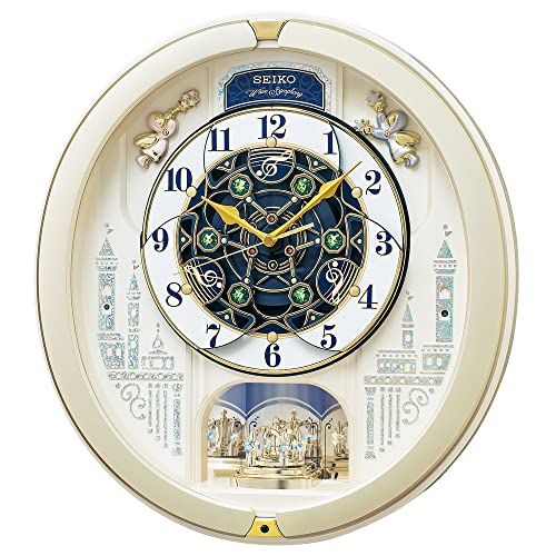 セイコークロック Seiko Clock 掛け時計 からくり時計 電波時計 アナログ からくり トリプルセレクション メロディ 回転飾り ソング他 薄金色 パール RE 579 Spo 006 ec 550