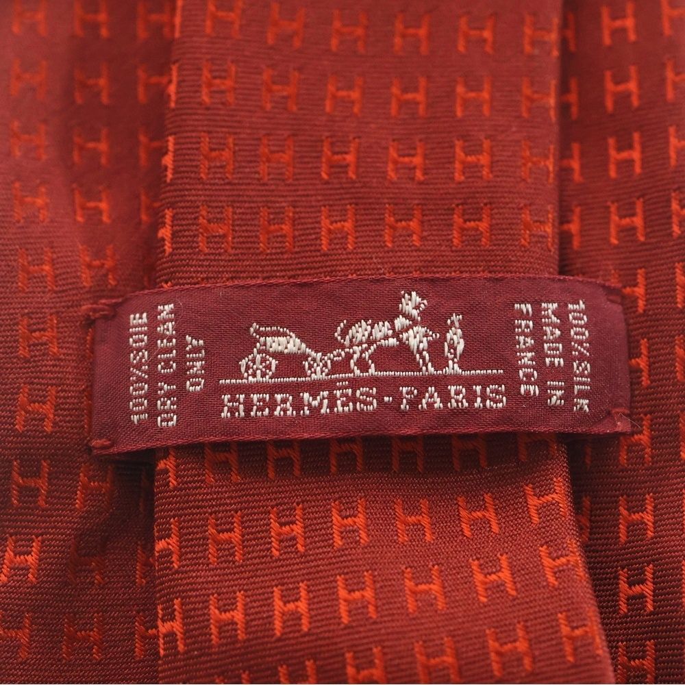HERMES エルメス 総柄 Hロゴ ネクタイ シルク シルク100% フランス製