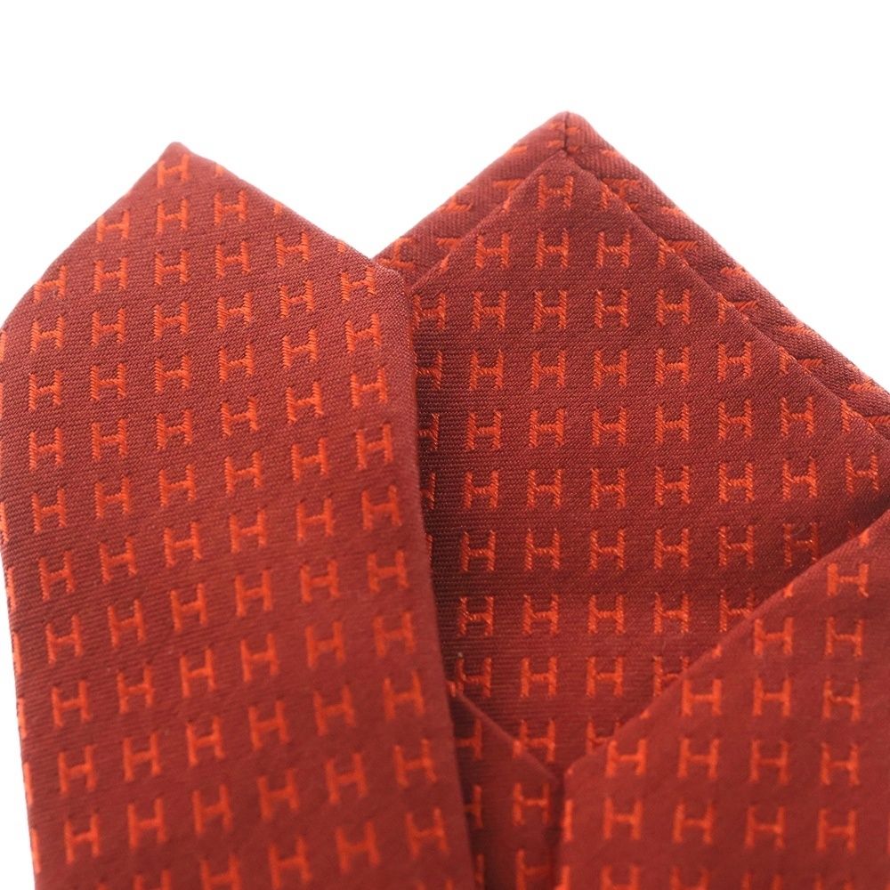 HERMES エルメス 総柄 Hロゴ ネクタイ シルク シルク100% フランス製