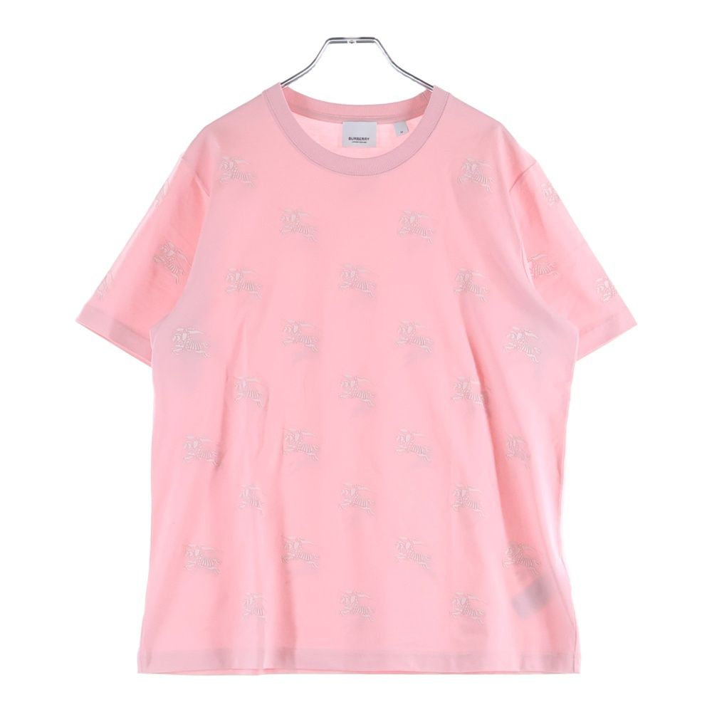 BURBERRY バーバリー ブランドロゴ 総柄 クルーネック半袖Tシャツカットソー ピンク レディース 8071634 BURBERRY (バーバリー) レディース Tシャツ 半袖 ロゴ チェック ラベル