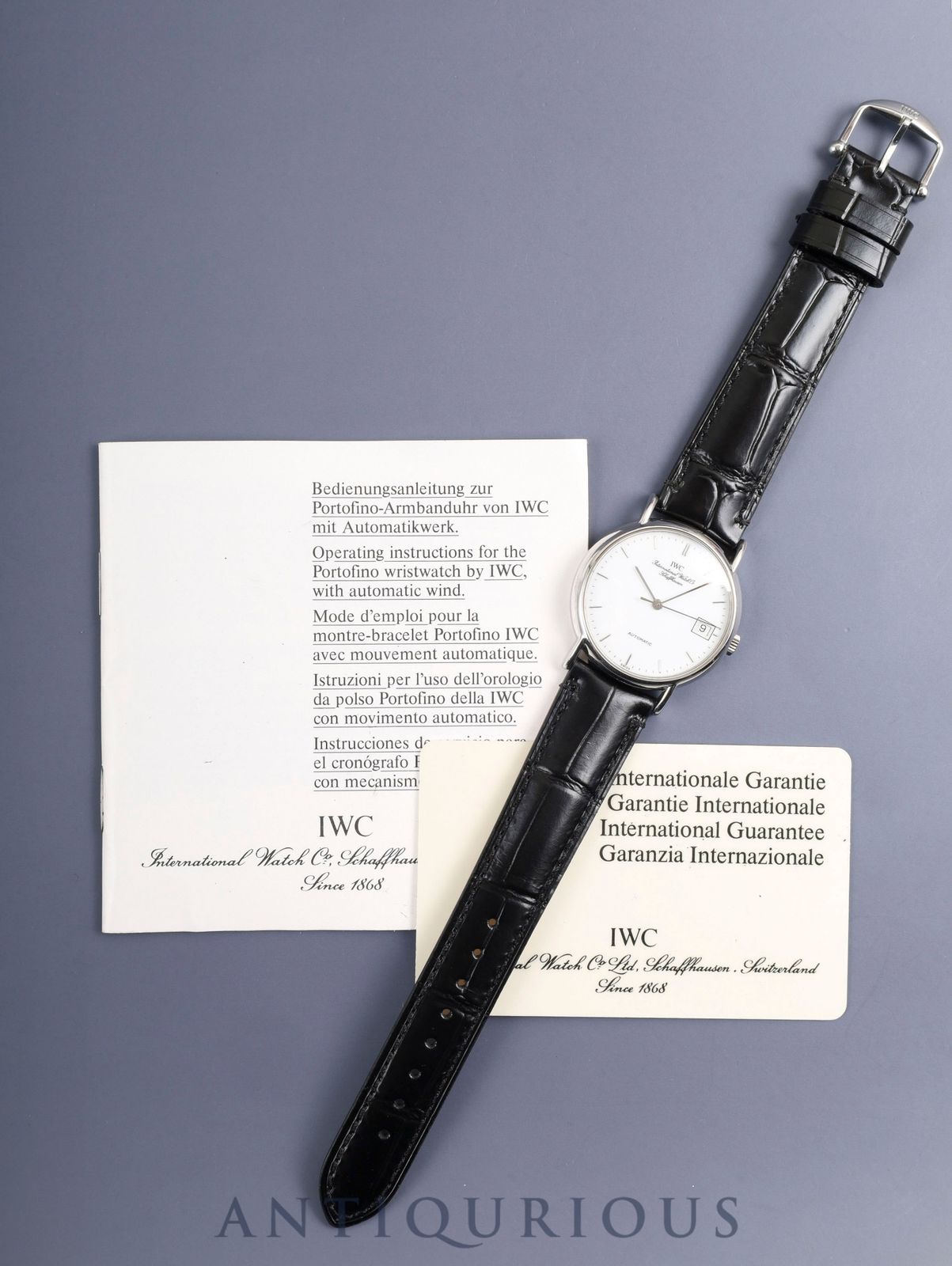 アイダブリュシー ポートフィノ IW351320 自動巻き Cal 37521 SS 革 純正尾錠 SS ホワイト文字盤 冊子 保証書 1993年 オーバーホール済み