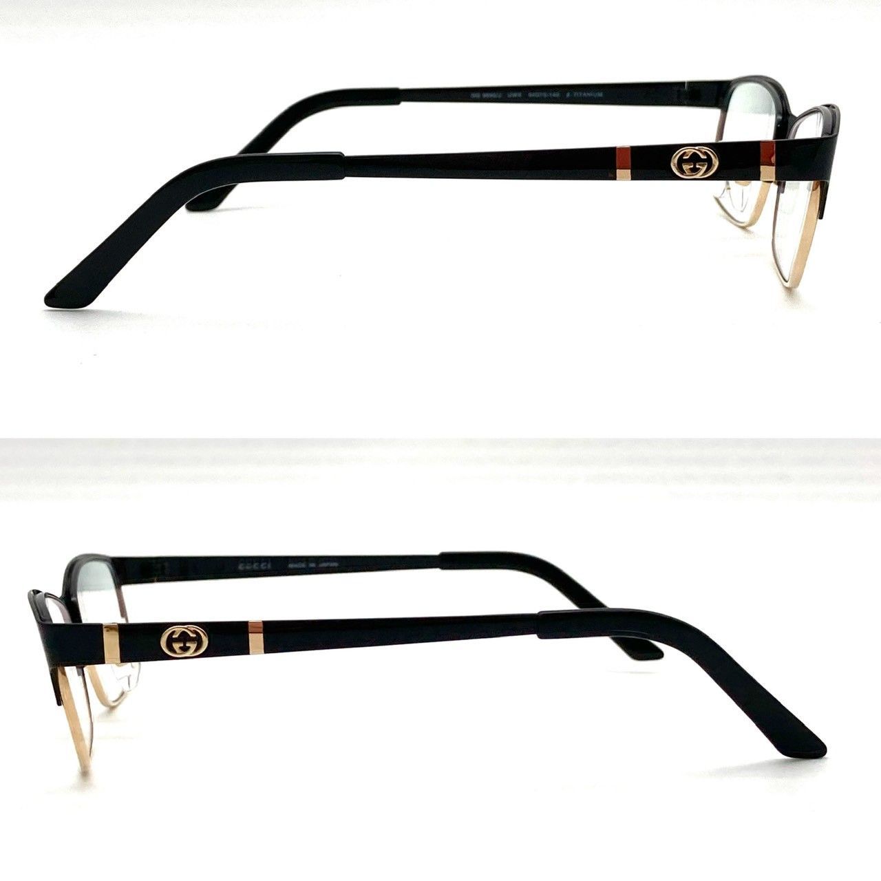 グッチ 眼鏡 伊達メガネ チタニウム ブラック シルバー 美品 80210