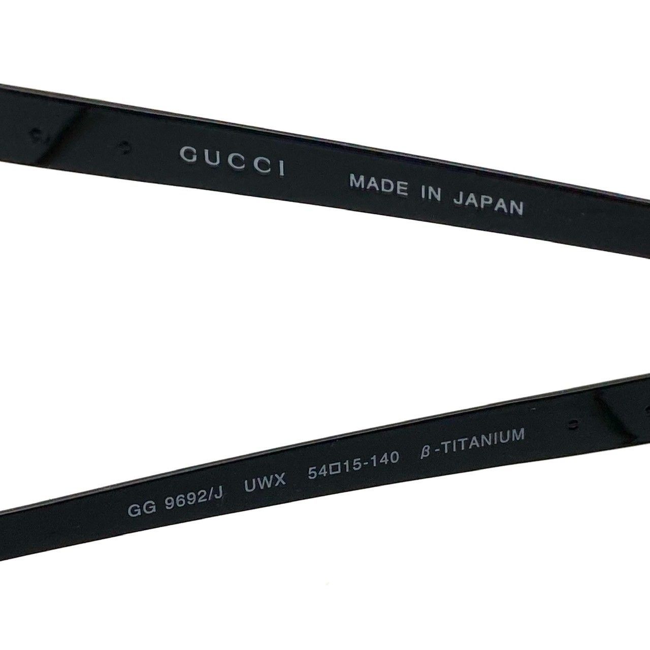 グッチ 眼鏡 伊達メガネ チタニウム ブラック シルバー 美品 80210