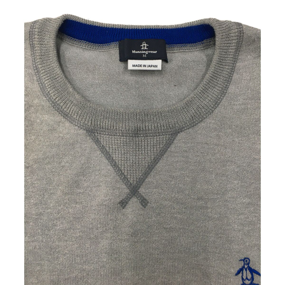 中古 メンズ マンシングウェア Munsing wear ニット M グレー 長袖