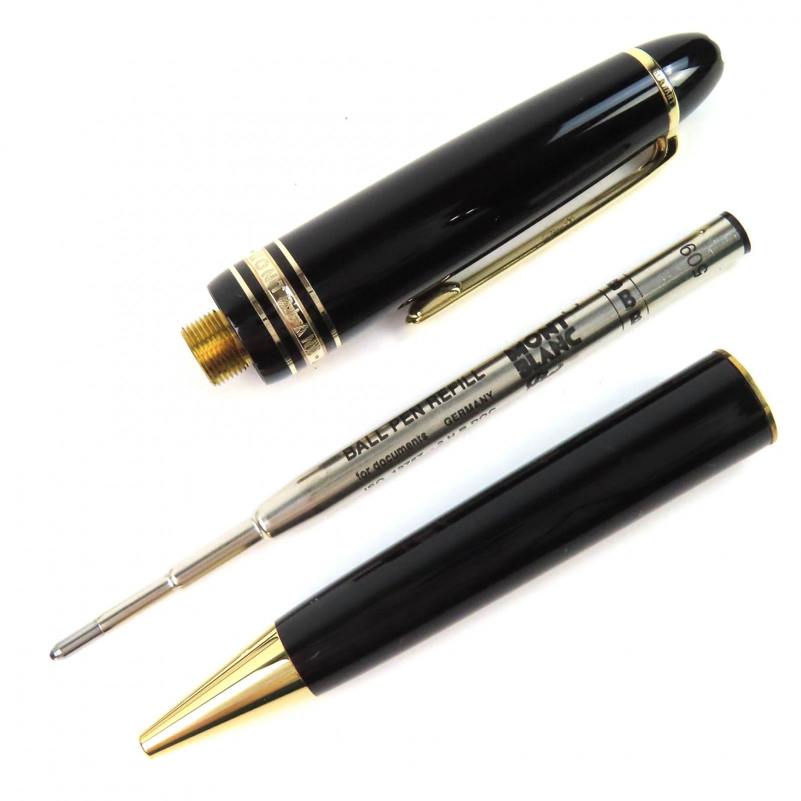 △MONTBLANC モンブラン マイスターシュテュック Pix ホワイトスター ツイスト式 ボールペン ブラック ゴールド ケース付き メンズ 筆記 済み