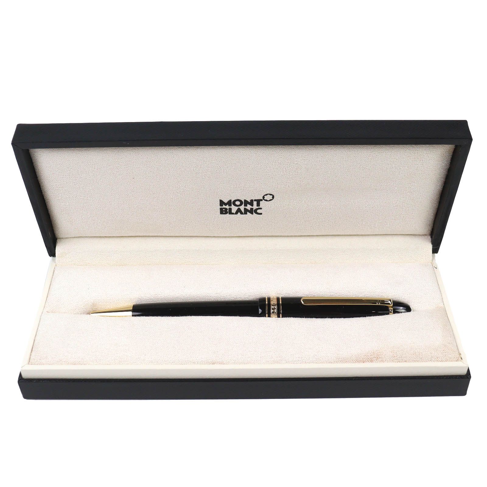 △MONTBLANC モンブラン マイスターシュテュック Pix ホワイトスター ツイスト式 ボールペン ブラック ゴールド ケース付き メンズ 筆記 済み