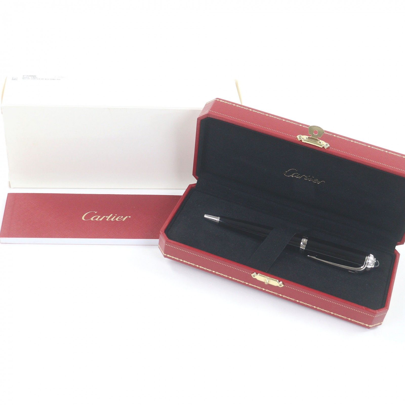 □Cartier カルティエ ロードスター ドゥ ブルージェムストーン ボールペン ブラック シルバー 箱 ケース付き フランス製 メンズ 筆記 済み