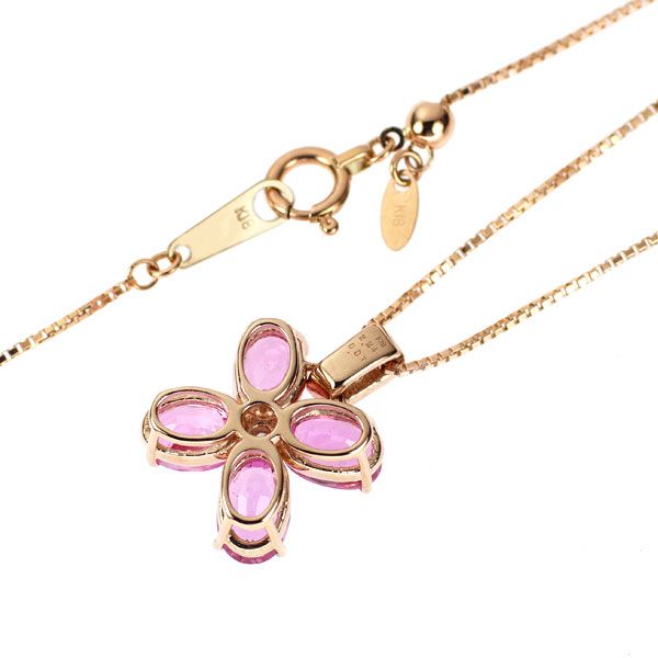 K18PG ピンクサファイア ダイヤモンド ペンダントネックレス 2.24ct D0