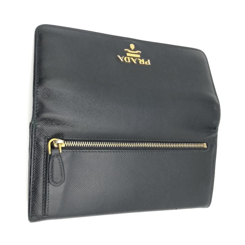 【中古】PRADA サフィアーノロングウォレット 62 B ブラック ▲パスケースなし　プラダ[17][240017751853] 中古】PRADA サフィアーノロングウォレット 62 B ブラック △パス