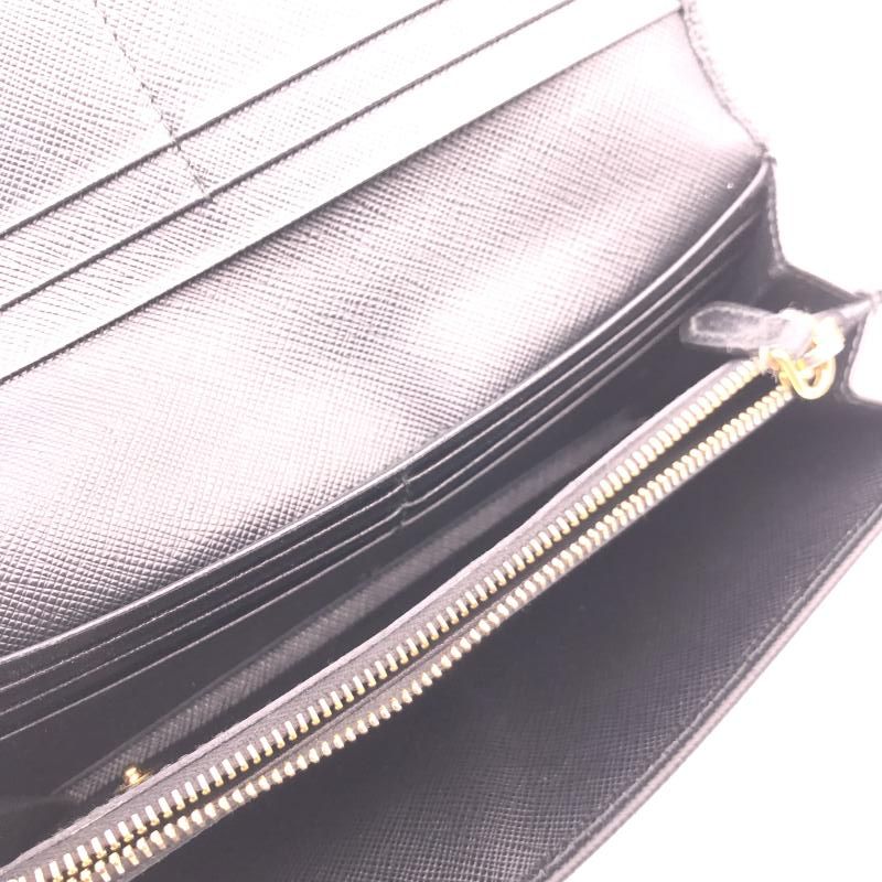 中古】PRADA サフィアーノロングウォレット 62 B ブラック △パス