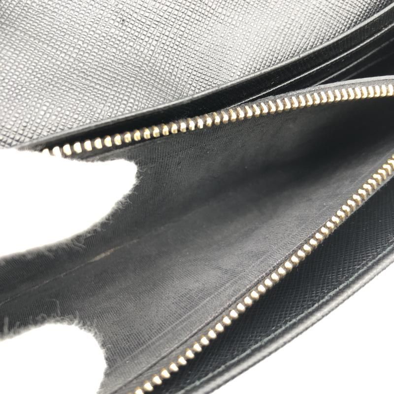 中古】PRADA サフィアーノロングウォレット 62 B ブラック △パス