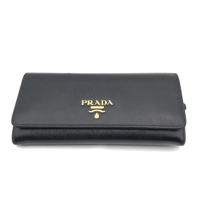 【中古】PRADA サフィアーノロングウォレット 62 B ブラック ▲パスケースなし　プラダ[17][240017751853] 中古】PRADA サフィアーノロングウォレット 62 B ブラック △パス