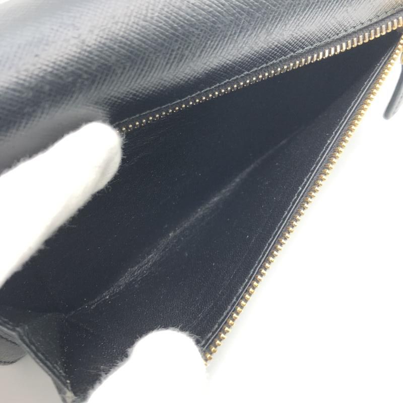 中古】PRADA サフィアーノロングウォレット 62 B ブラック △パス