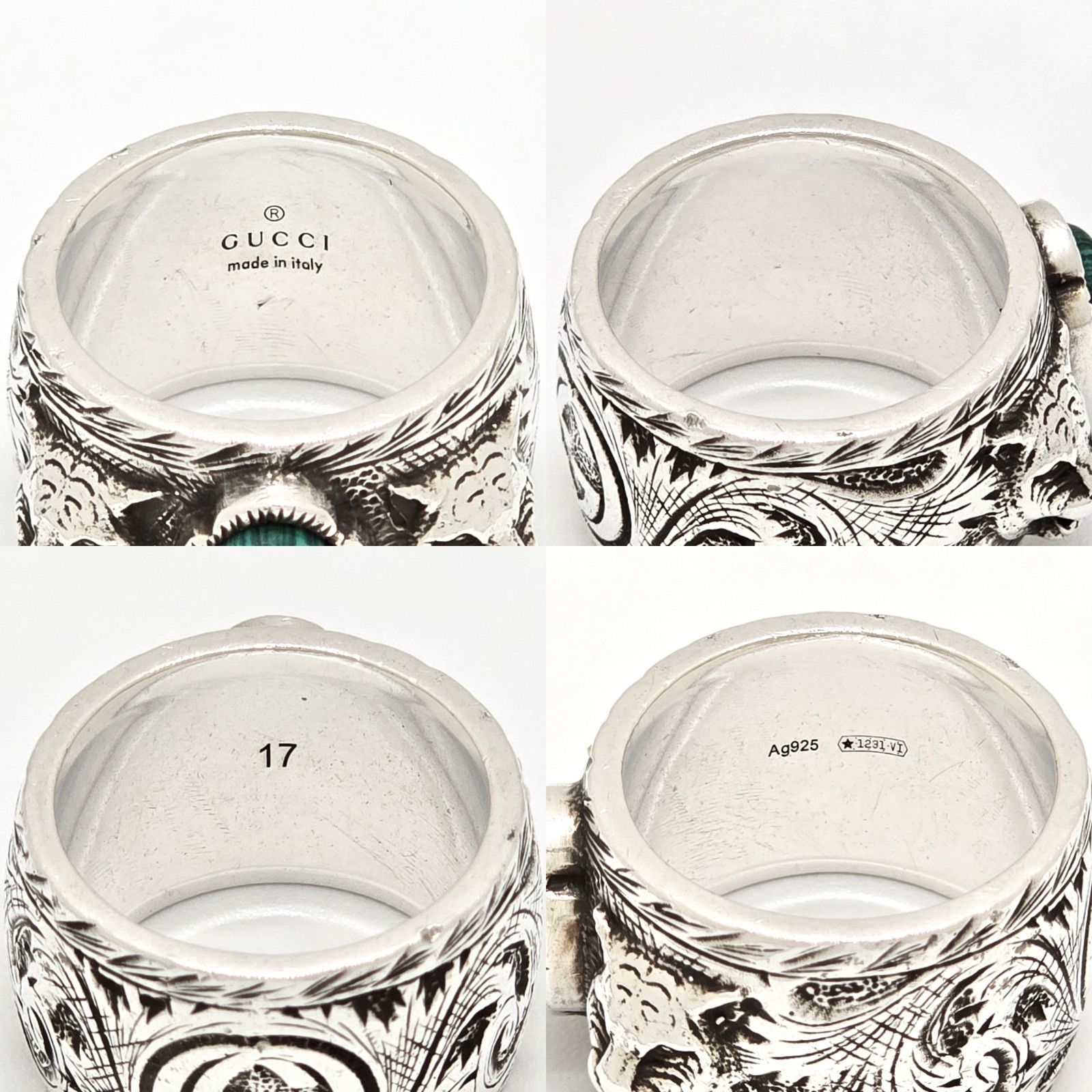 GUCCI グッチ 461991 グッチ ガーデン シルバー リング マラカイト付き 