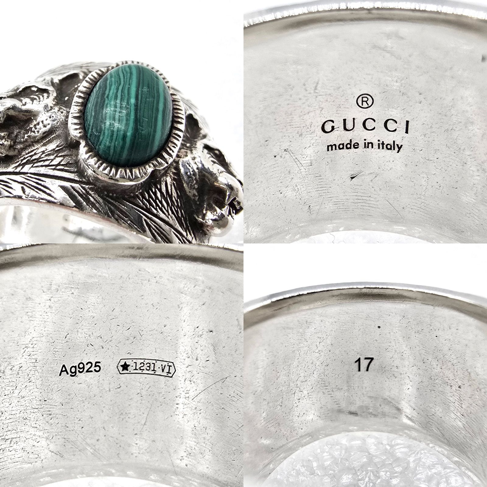 GUCCI グッチ 461991 グッチ ガーデン シルバー リング マラカイト付き