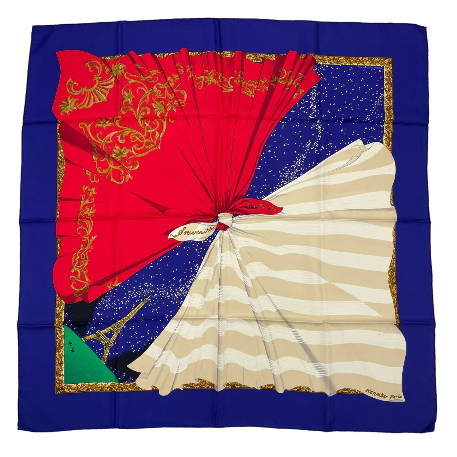 美品 HERMES エルメス スカーフ シルク カレ90 Souvenirs de Paris