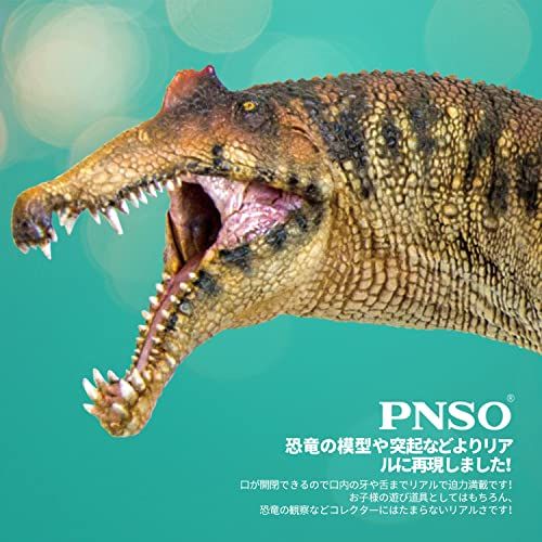 PNSO 成長シリーズ スピノサウルス Spinosaurus ジュラシック 肉食 恐竜 動物 リアル フィギュア PVC プラモデル おもちゃ 科学 芸術 模型 恐竜好き プレゼント オリジナル 塗装済 完成品 23 cm 口が開閉可