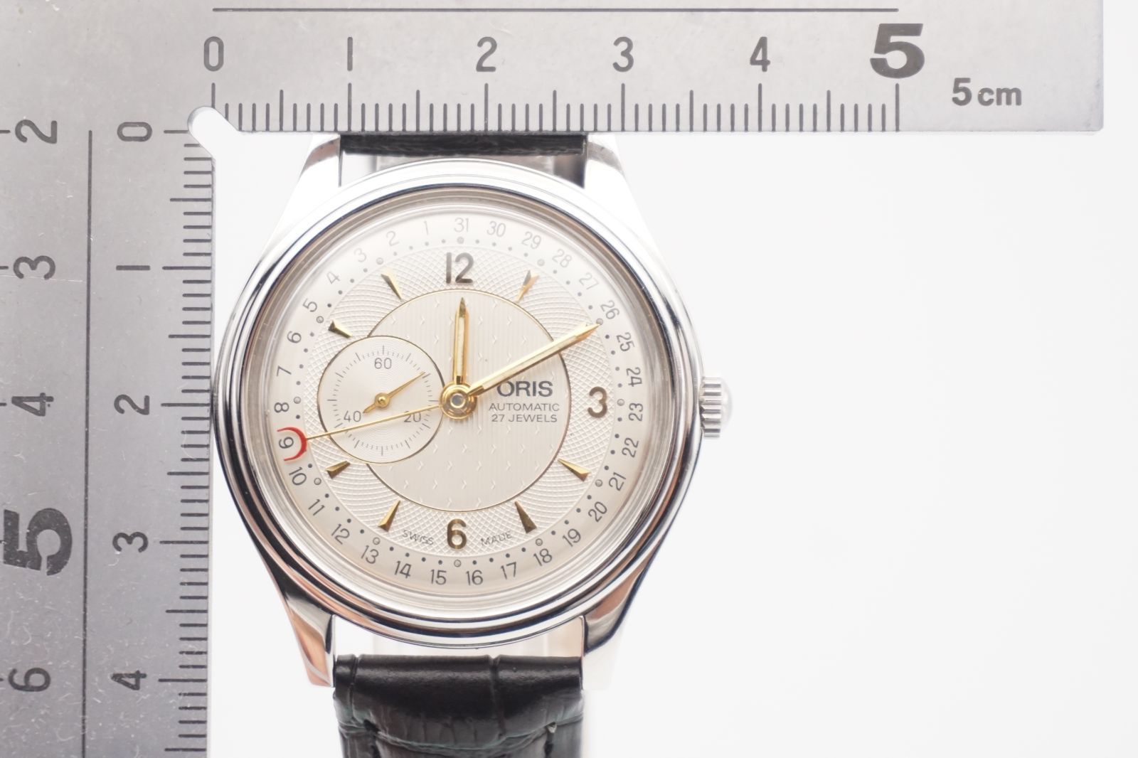  ORIS オリス 7461 自動巻 スモールセコンド シルバー文字盤 OH済 風防 メンズ 機械式 ヴィンテージ 時計 コレクション 実用 チェック柄 自動巻き時計 腕時計(アナログ)