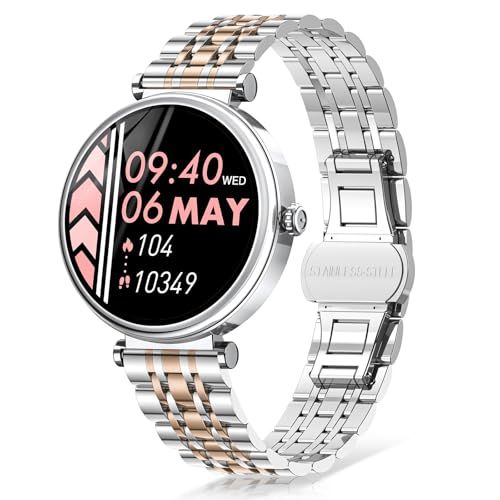 FOSMET G 1 スマートウォッチ レディース 丸型 27インチ iPhone アンドロイド対応 Bluetooth 5 3 通話機能 着信通知 おしゃれ Smart Watch IP 68防水 100種類運動モード 文字盤カスタム 音楽 2 a 28952 e