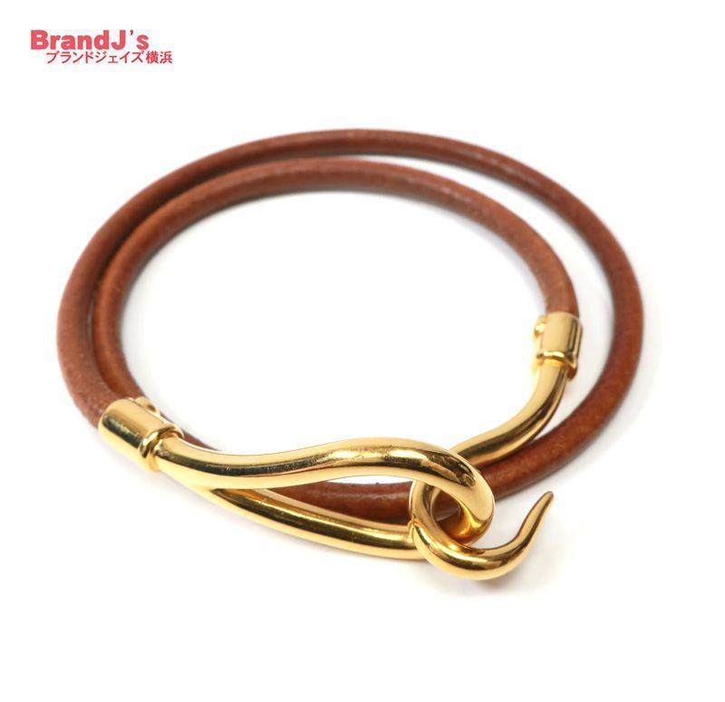 未使用 エルメス HERMES ジャンボ チョーカー 2連ブレスレット レザー