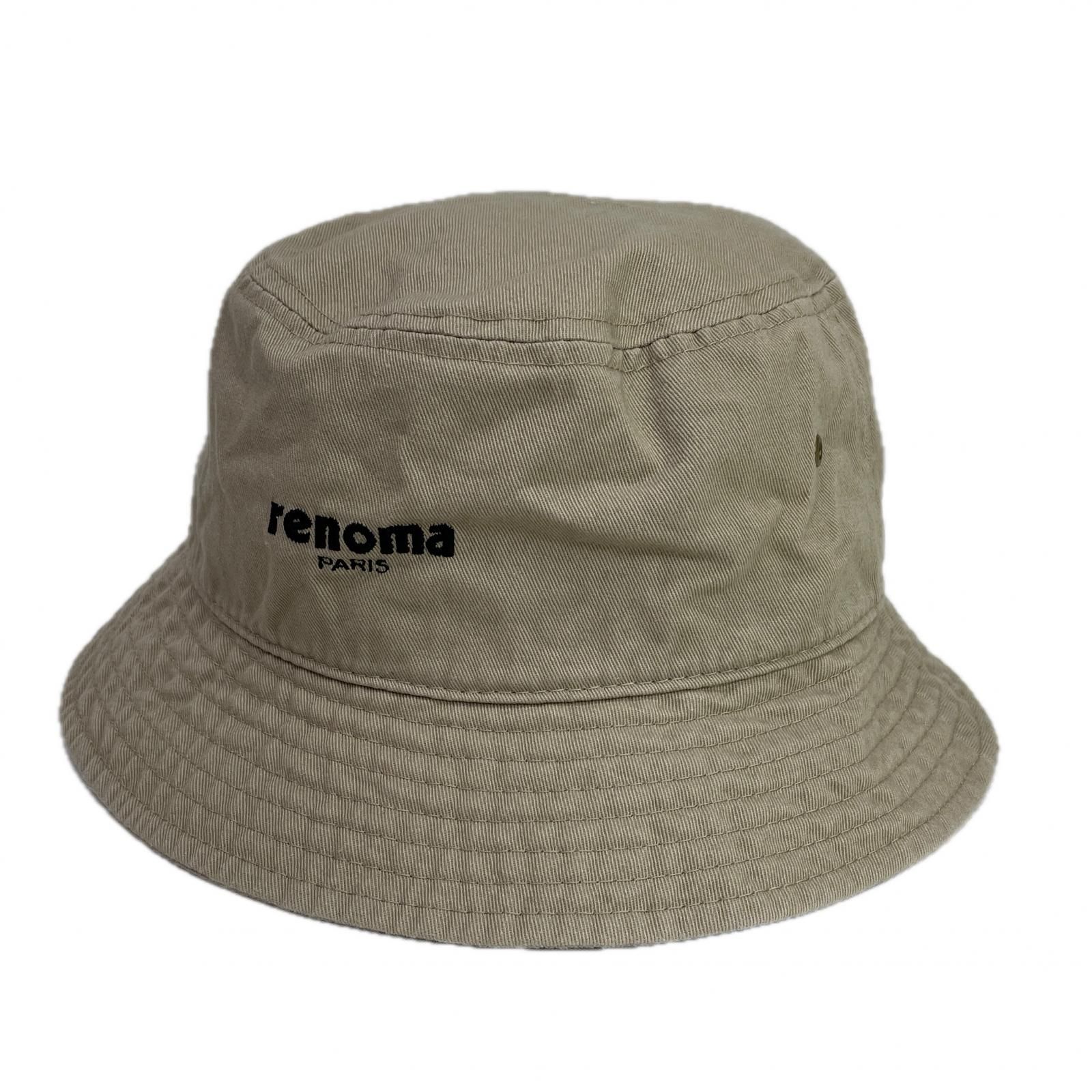 中古 レノマ renoma バケットハット XL ベージュ ロゴ刺しゅう