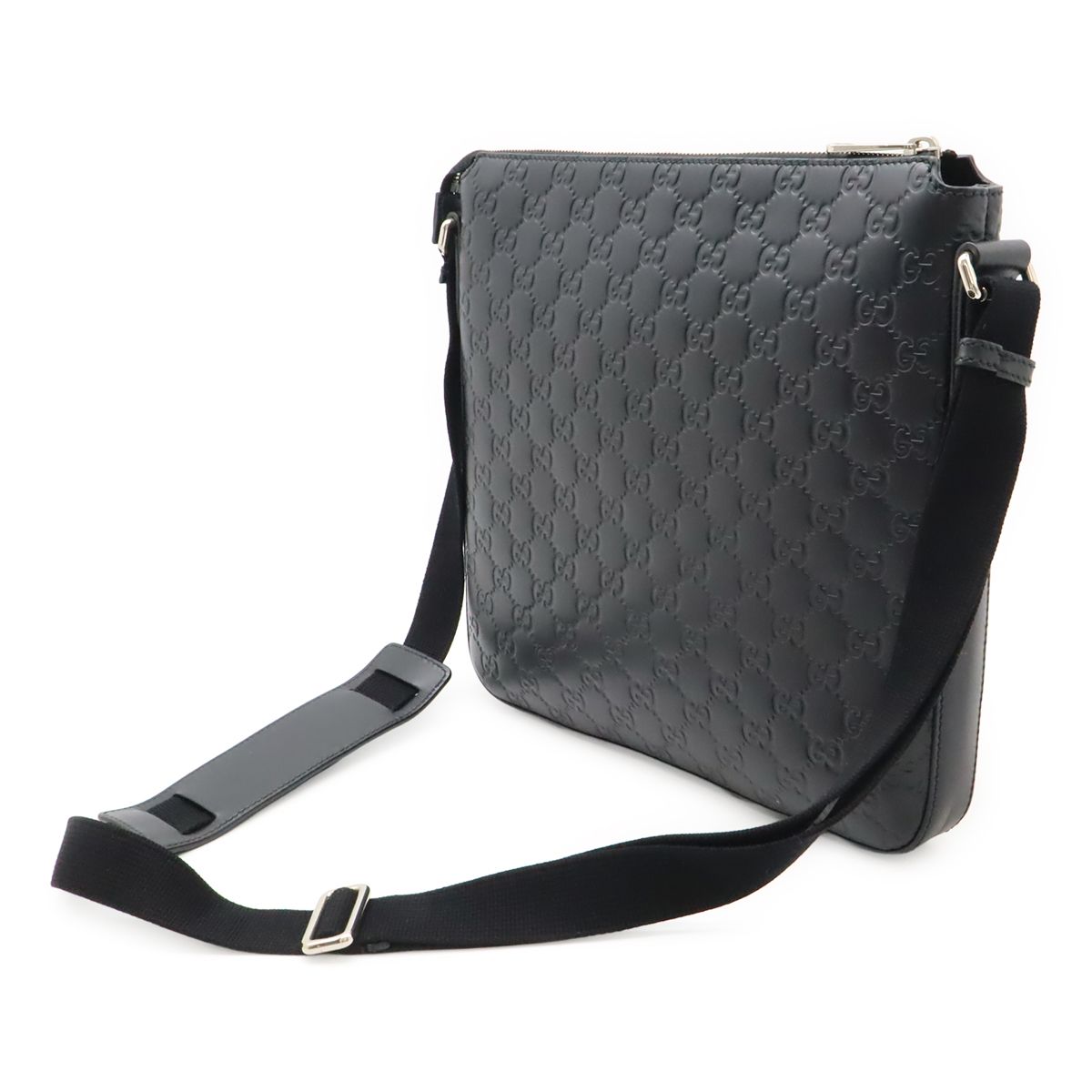 GUCCI グッチ グッチシマ ショルダーバッグ 斜め掛け レザー ブラック 