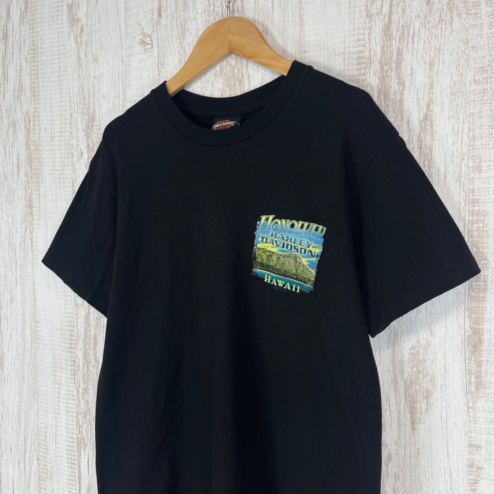 メンズ ハワイ限定00s ハーレーダビッドソン Tシャツ XL 黒 両面プリント