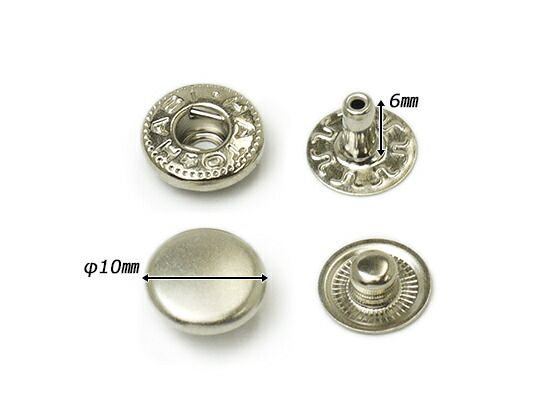 【箱売り】バネホック 小 マットニッケル φ10mm｜足の長さ6mm 2000ヶ まとめ買い（業販） ホック箱売り レザークラフトぱれっと