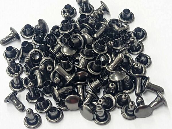 【箱売り】両面カシメ 小 黒ニッケル φ6mm｜足の長さ6mm 2000ヶ まとめ買い（業販） カシメ箱売り レザークラフトぱれっと