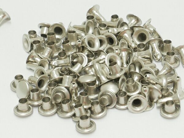 【箱売り】片面カシメ 小 マットニッケル φ6mm｜足の長さ7.0mm 2000ヶ まとめ買い（業販） カシメ箱売り レザークラフトぱれっと
