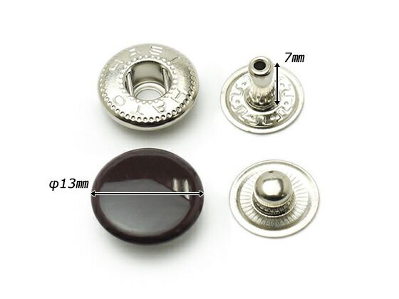 【箱売り】バネホック 大 焦茶 φ13mm｜足の長さ7mm 1000ヶ まとめ買い（業販） ホック箱売り レザークラフトぱれっと