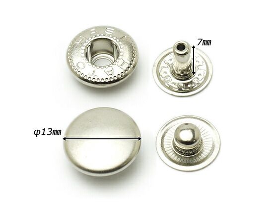【箱売り】バネホック 大 マットニッケル φ13mm｜足の長さ7mm 1000ヶ まとめ買い（業販） ホック箱売り レザークラフトぱれっと