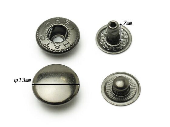 【箱売り】バネホック 大 黒ニッケル φ13mm｜足の長さ7mm 1000ヶ まとめ買い（業販） ホック箱売り レザークラフトぱれっと
