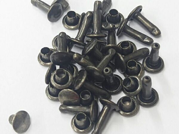 【箱売り】両面カシメ 小 特長 アンティック φ6mm｜足の長さ9mm（全長10.5mm） 2000ヶ まとめ買い（業販） カシメ箱売り レザークラフトぱれっと