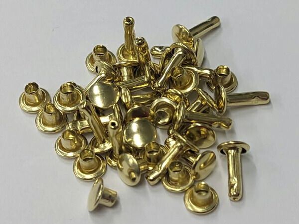 【箱売り】両面カシメ 小 特長 ゴールド φ6mm｜足の長さ9mm（全長10.5mm） 2000ヶ まとめ買い（業販） カシメ箱売り レザークラフトぱれっと
