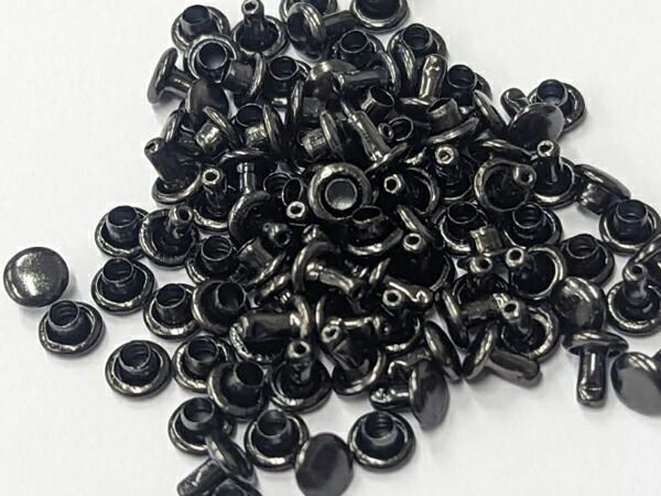 【箱売り】両面カシメ 極小 黒ニッケル φ4.6mm×足の長さ3.8mm（全長5.0mm） 2000ヶ まとめ買い（業販） カシメ箱売り レザークラフトぱれっと 10,439円