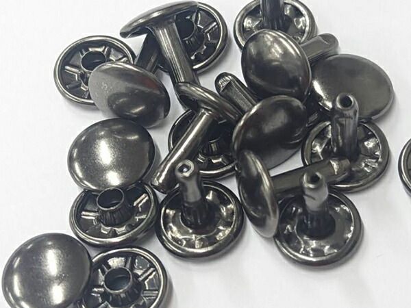 【箱売り】両面カシメ 大 足長 黒ニッケル φ12mm｜足の長さ13mm（全長15mm） 1000ヶ まとめ買い（業販） カシメ箱売り レザークラフトぱれっと