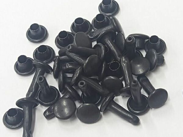 【箱売り】両面カシメ 小 特長 マットブラック φ6mm｜足の長さ9mm（全長10.5mm） 2000ヶ まとめ買い（業販） カシメ箱売り レザークラフトぱれっと 11,583円