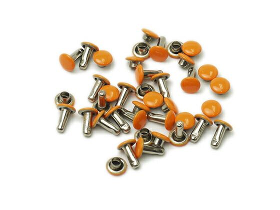 【大袋】両面カシメ 極小 オレンジ φ4.6mm×足の長さ5.3mm（全長6.5mm） 300ヶ入 まとめ買い（業販） カシメ箱売り レザークラフトぱれっと