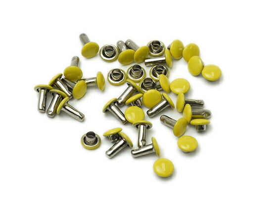 【大袋】両面カシメ 極小 黄 φ4.6mm×足の長さ5.3mm（全長6.5mm） 300ヶ入 まとめ買い（業販） カシメ箱売り レザークラフトぱれっと