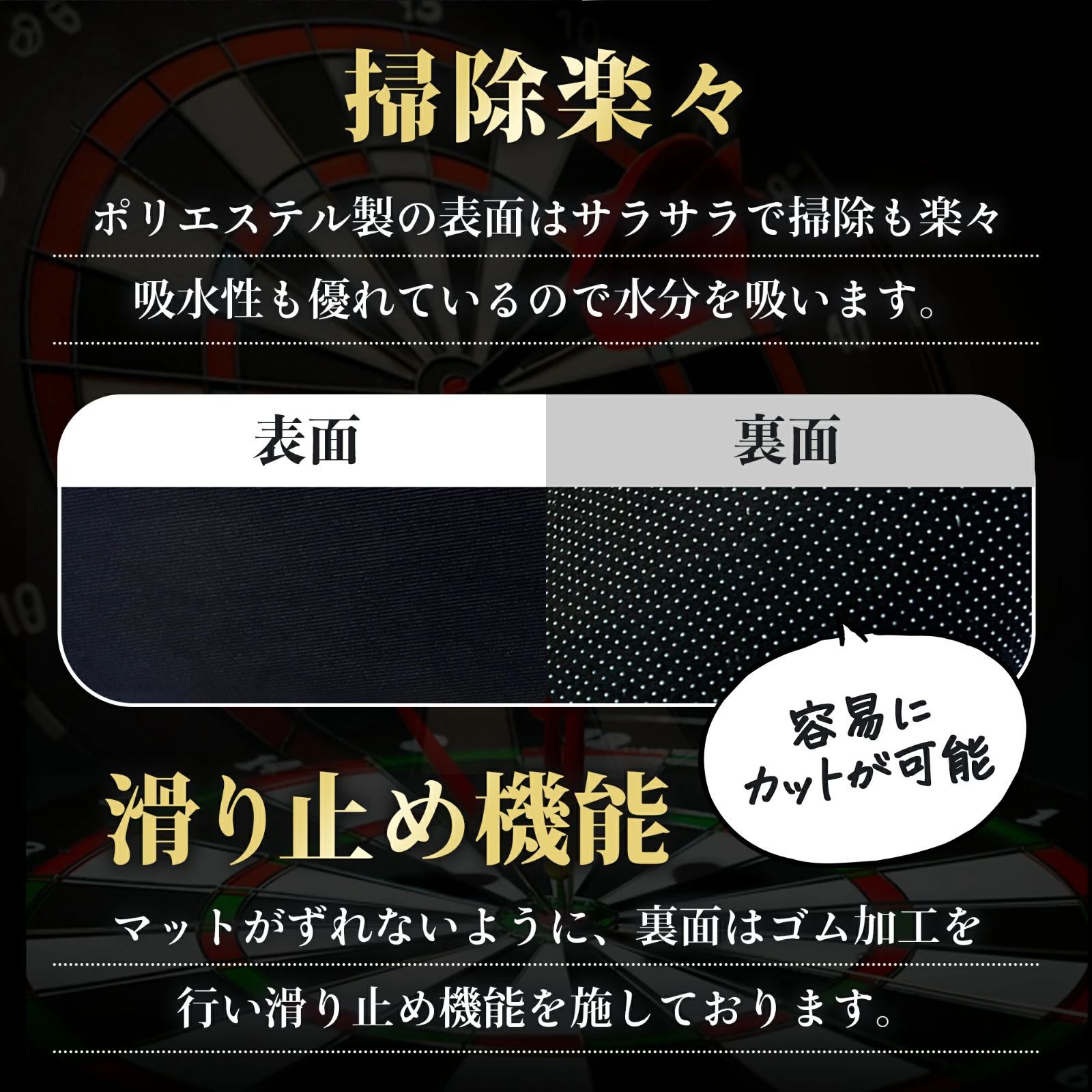 1857 ダーツマット 無地 スローライン付き シンプル コンパクト スロー