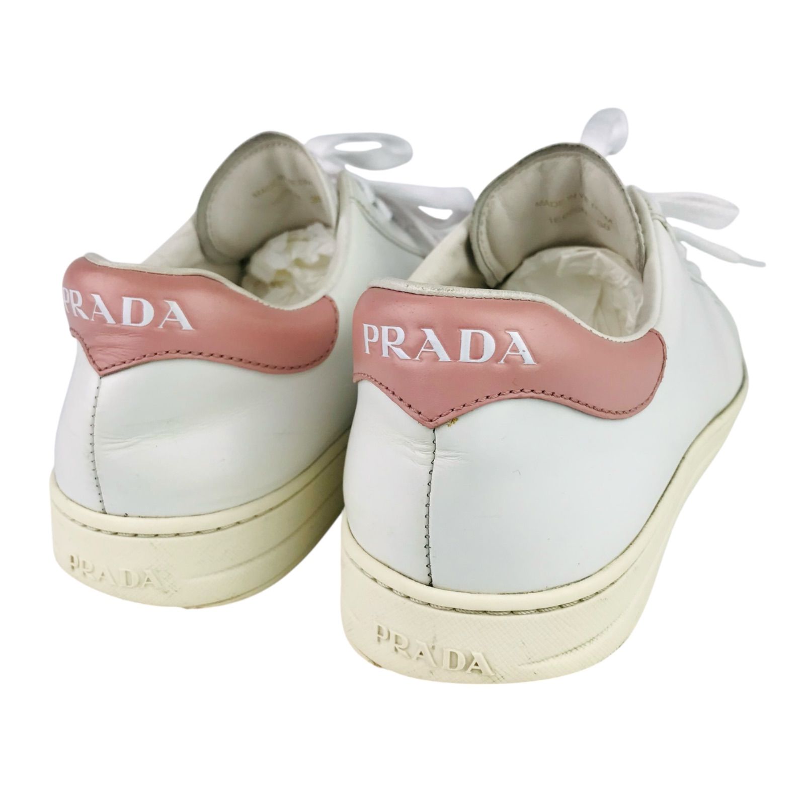 PRADA☆プラダ・レディース レザー切替し エンボス加工ブランドロゴ 