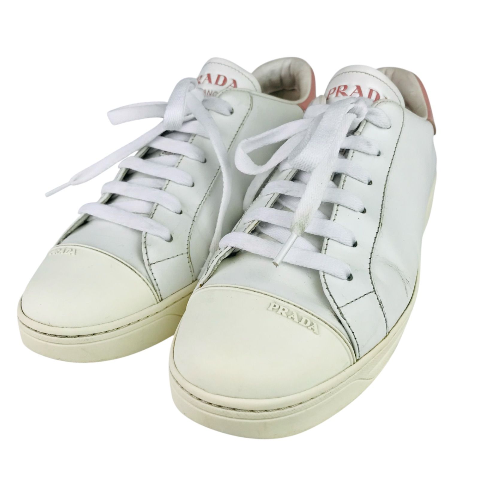 PRADA☆プラダ・レディース レザー切替し エンボス加工ブランドロゴ 