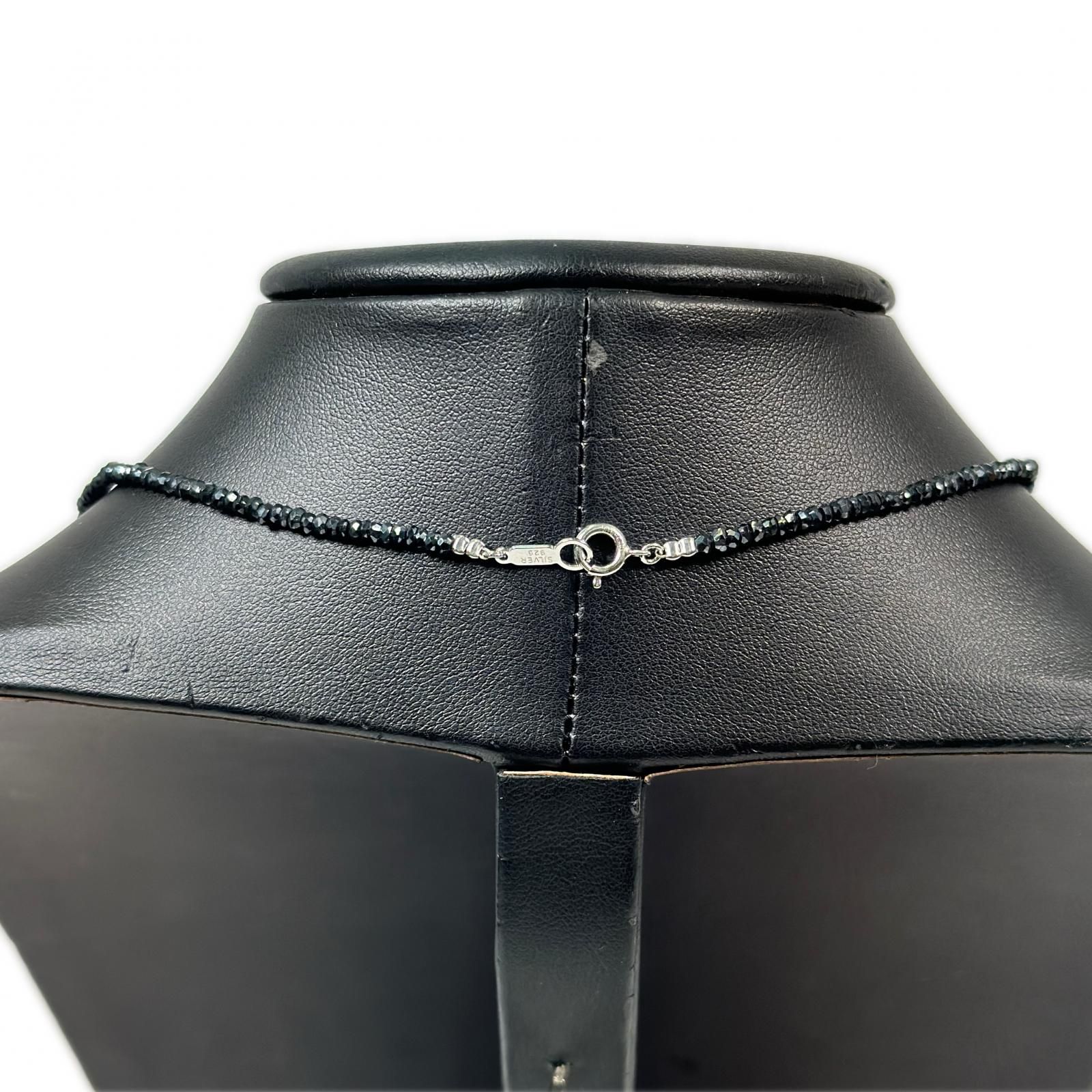 本物保証 美品 スピネルネックレス 石 ブラック シルバー/スピネル 