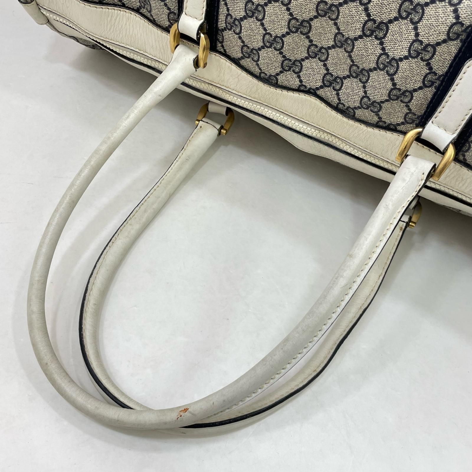 GUCCI | グッチ ボストンバッグ トラベルバッグ ネイビー×ホワイト 