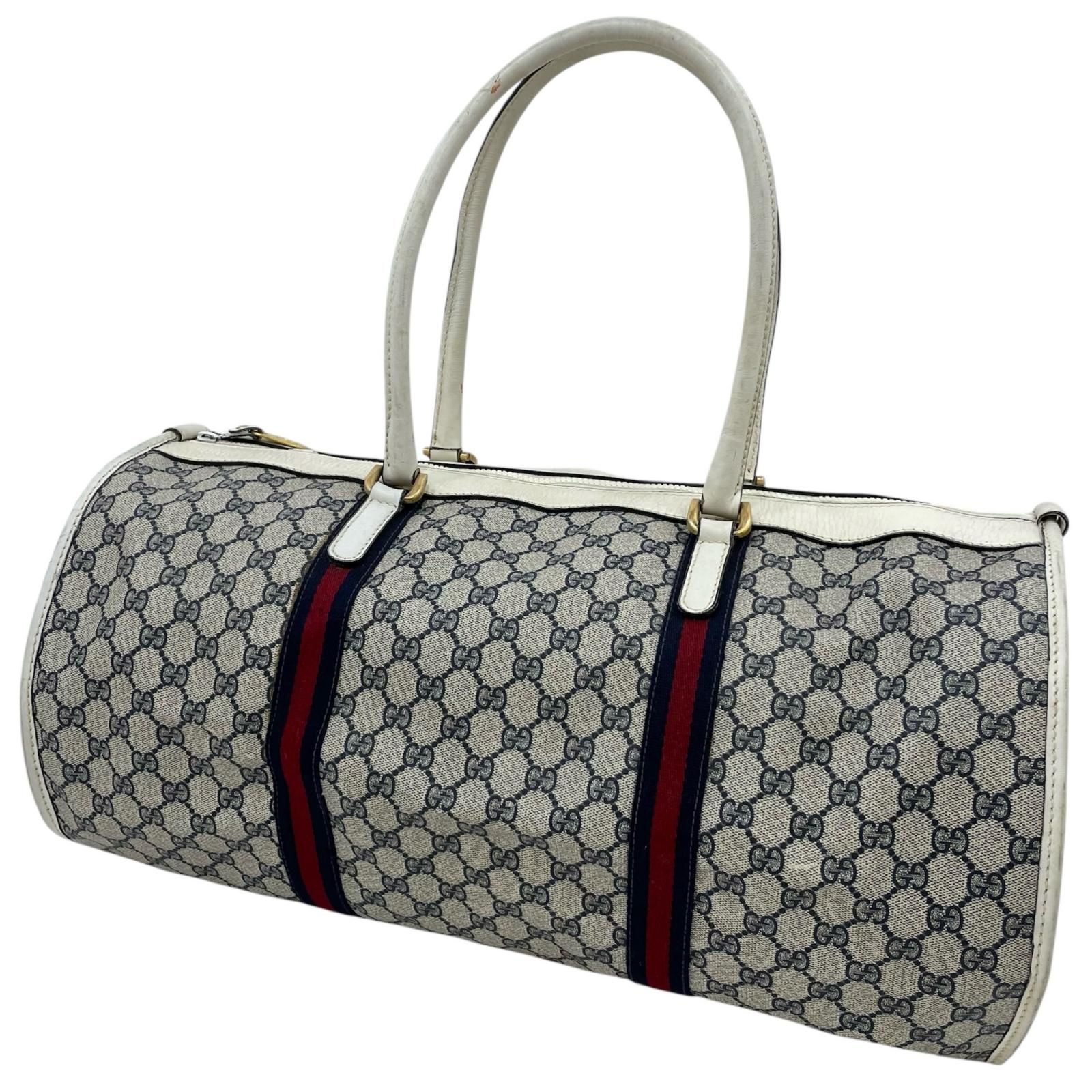GUCCI | グッチ ボストンバッグ トラベルバッグ ネイビー×ホワイト 