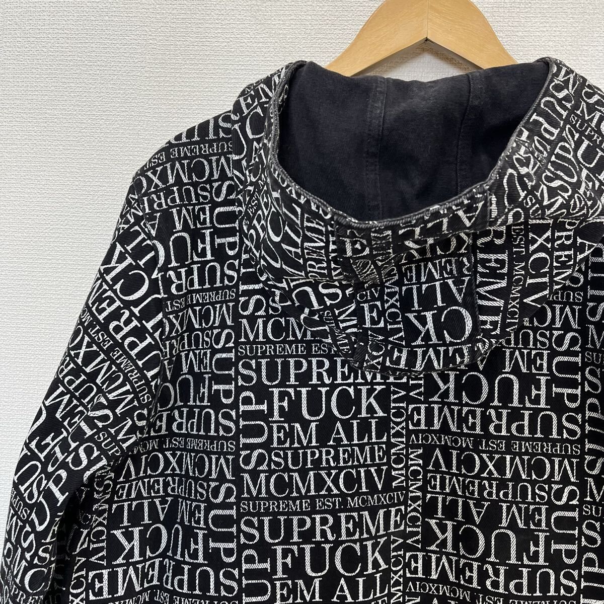 Supreme シュプリーム 15AW Fuck Em All Denim Hooded Pullover 総柄 
