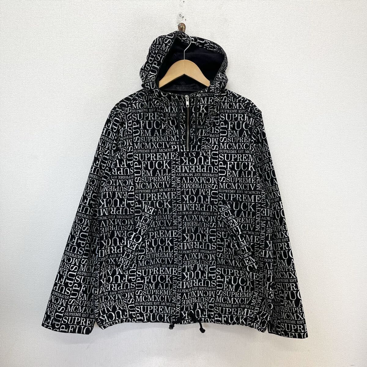 Supreme シュプリーム 15AW Fuck Em All Denim Hooded Pullover 総柄 